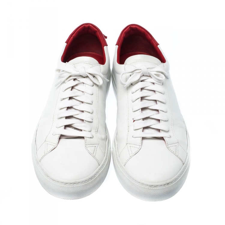 Pre Owned Givenchy White/Red Leather Urban Street Low Top Sneakers Size 45