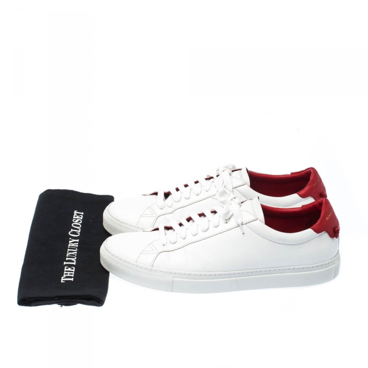 Pre Owned Givenchy White/Red Leather Urban Street Low Top Sneakers Size 45
