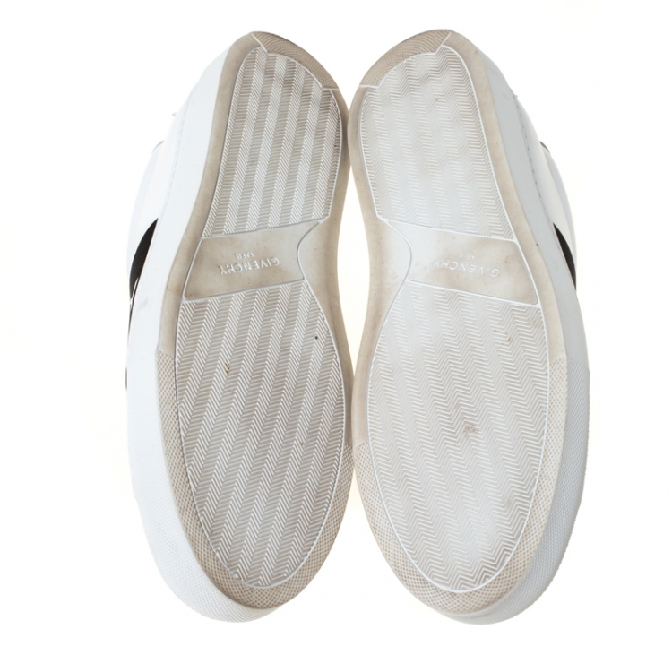 Pre Owned Givenchy White/Black Leather Urban Street Logo Slip On Sneakers Size 40