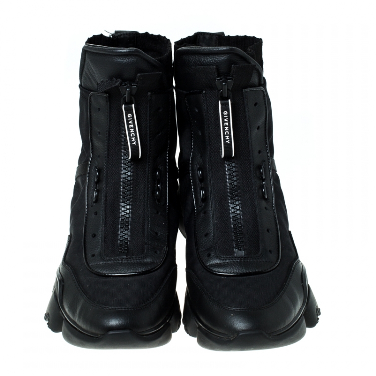 Pre Owned Givenchy Black Nylon and Leather Jaw High Top Sneakers Size 43