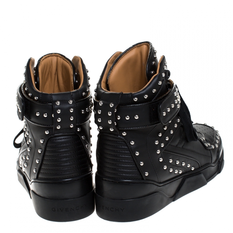 Pre Owned Givenchy Black Studded Leather Tyson High Top Sneakers Size 41