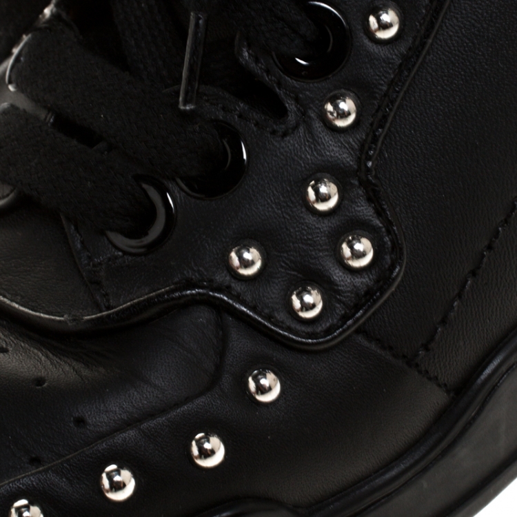 Pre Owned Givenchy Black Studded Leather Tyson High Top Sneakers Size 41