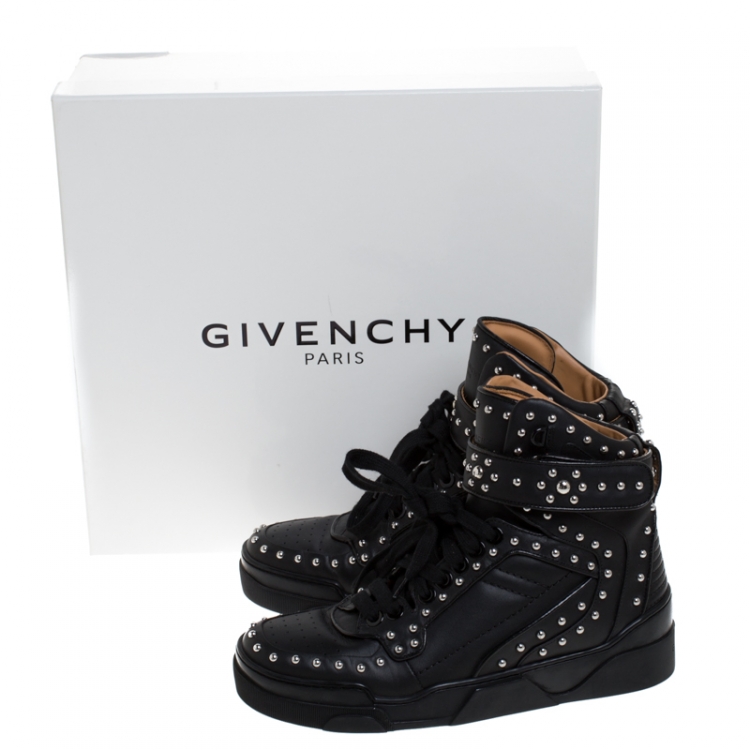 Pre Owned Givenchy Black Studded Leather Tyson High Top Sneakers Size 41