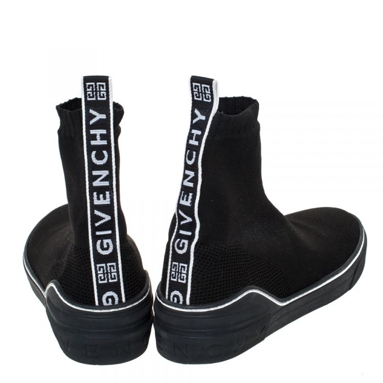 Pre Owned Givenchy Black Knitted Fabric George V Mid Sock Sneakers Size 44