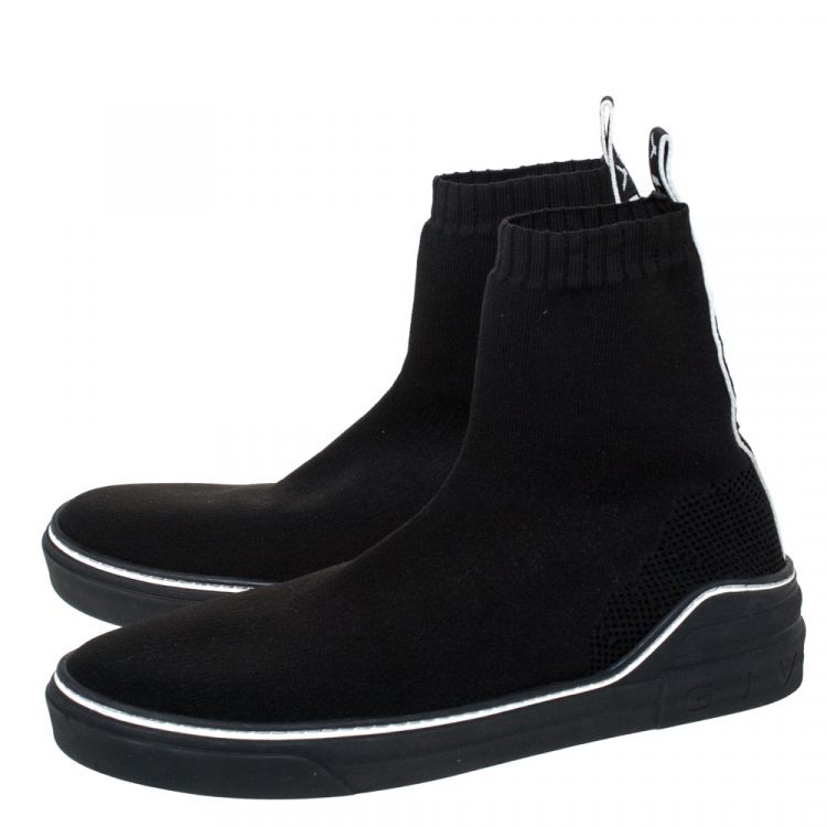 Pre Owned Givenchy Black Knitted Fabric George V Mid Sock Sneakers Size 44