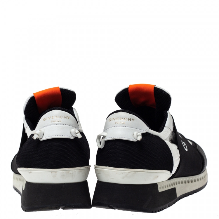 Pre Owned Givenchy Black/White Leather And Mesh Runner Active Low Top Sneakers Size 42