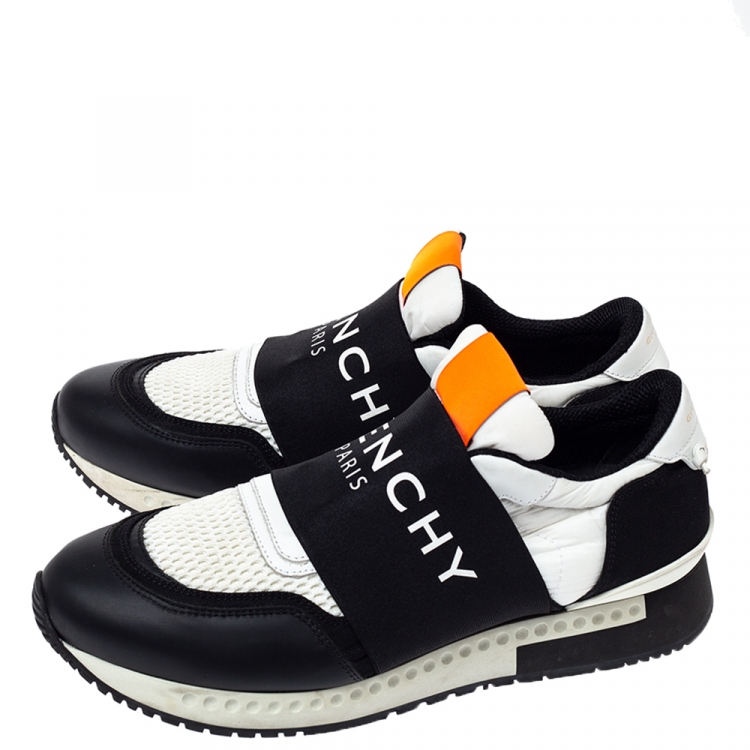 Pre Owned Givenchy Black/White Leather And Mesh Runner Active Low Top Sneakers Size 42