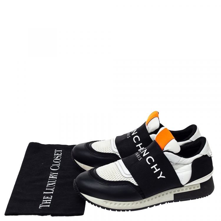 Pre Owned Givenchy Black/White Leather And Mesh Runner Active Low Top Sneakers Size 42