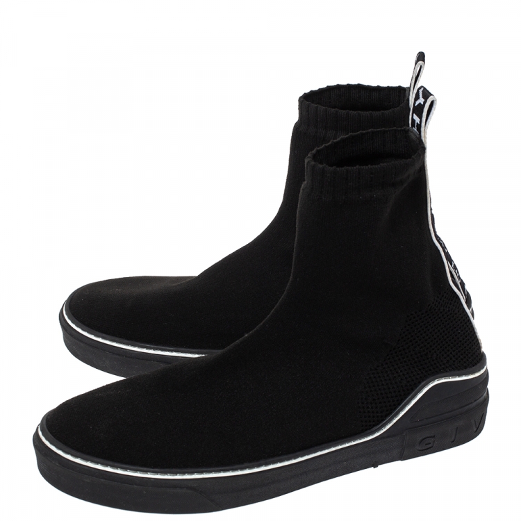 Pre Owned Givenchy Black Knitted Fabric George V Mid Sock Sneakers Size 43