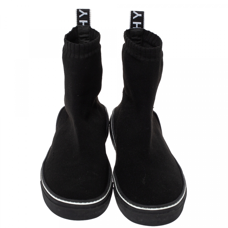 Pre Owned Givenchy Black Knitted Fabric George V Mid Sock Sneakers Size 43