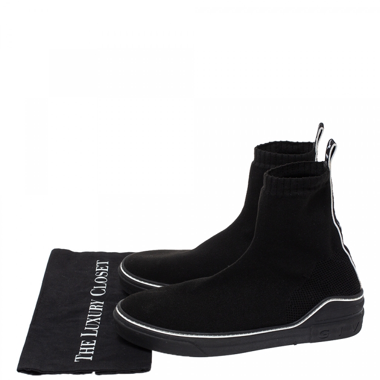 Pre Owned Givenchy Black Knitted Fabric George V Mid Sock Sneakers Size 43