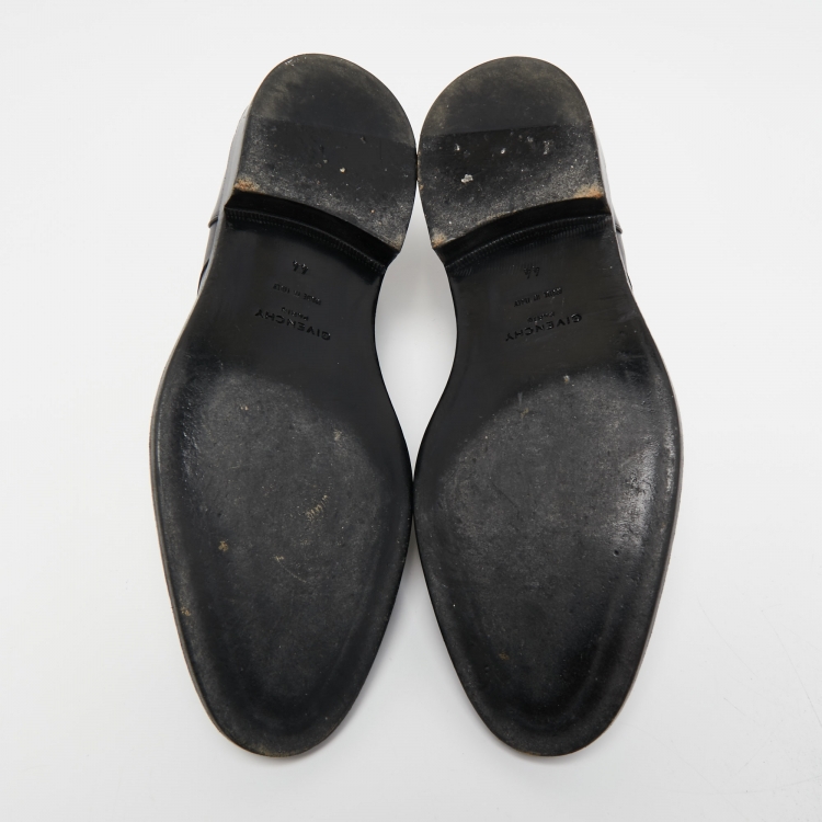 Pre Owned Givenchy Black Leather Slip On Oxfords Size 44