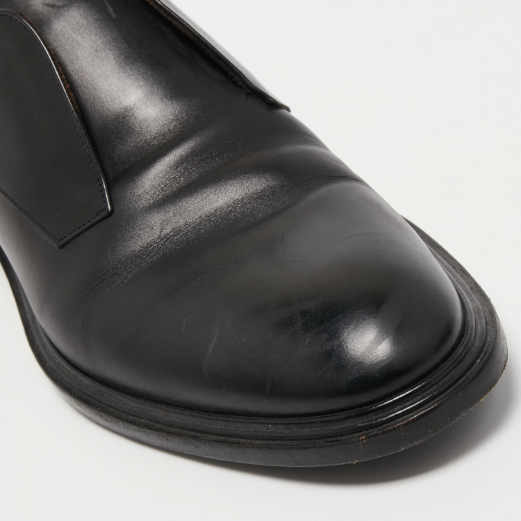 Pre Owned Givenchy Black Leather Slip On Oxfords Size 44