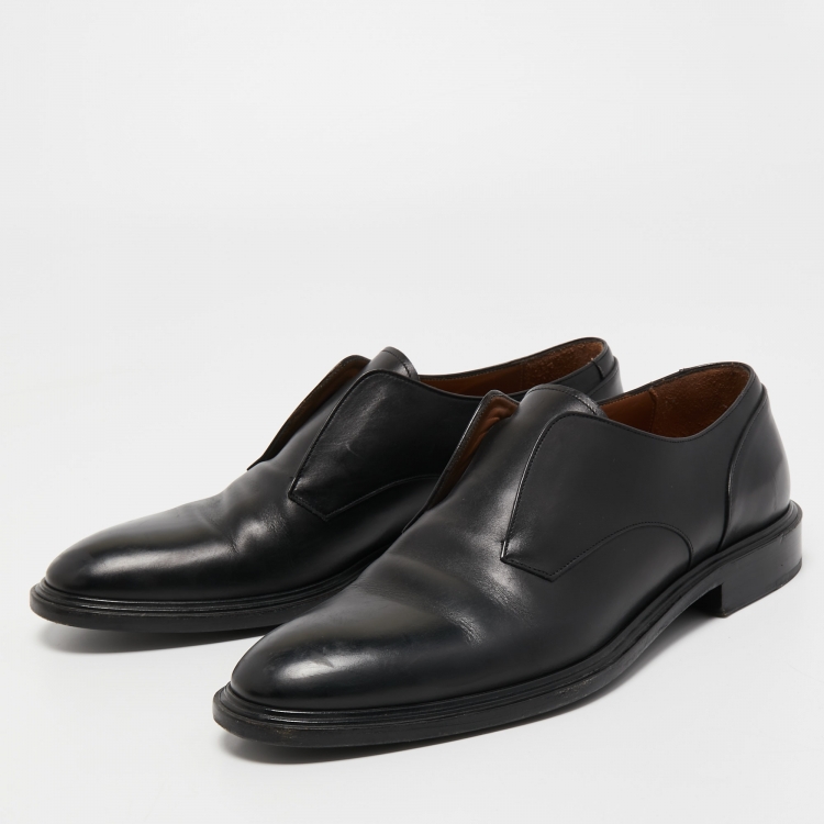 Pre Owned Givenchy Black Leather Slip On Oxfords Size 44