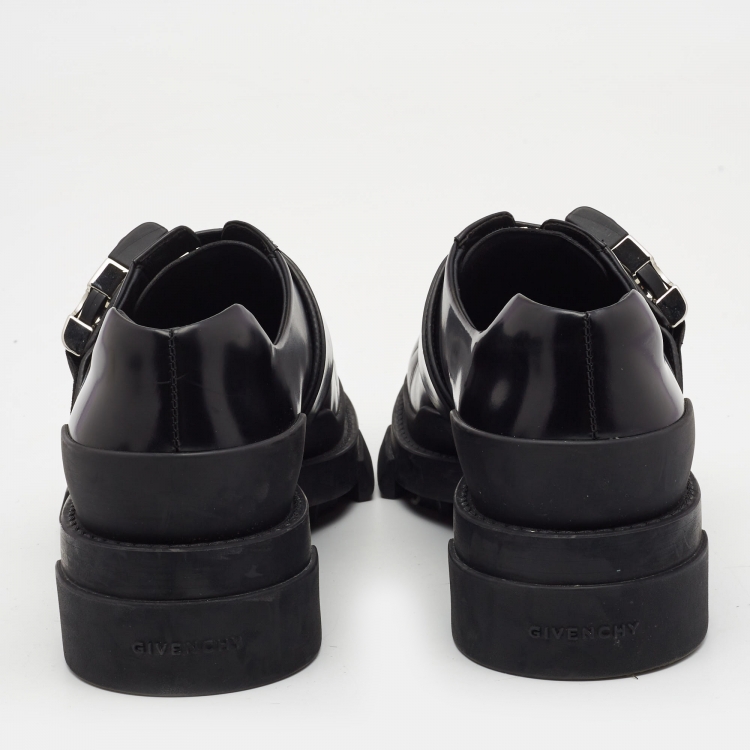 Pre Owned Givenchy Black Leather Buckle Monk Derby Size 41