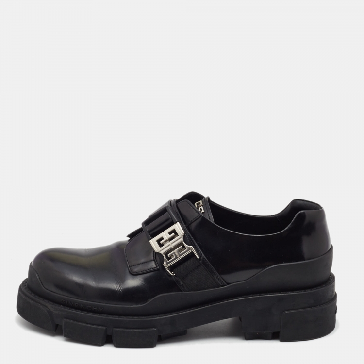 Pre Owned Givenchy Black Leather Buckle Monk Derby Size 41