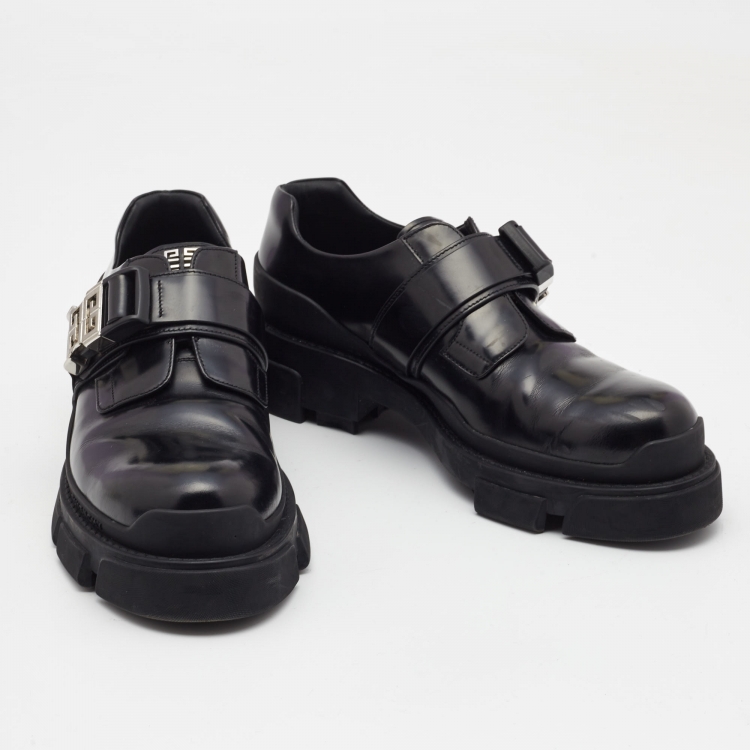 Pre Owned Givenchy Black Leather Buckle Monk Derby Size 41