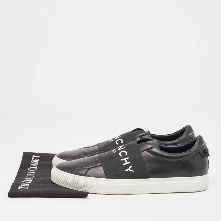 Pre Owned Givenchy Black Leather Stretch Band Urban Street Slip On Sneakers Size 44