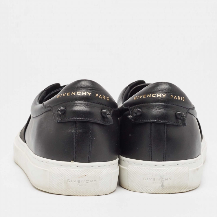 Pre Owned Givenchy Black Leather Stretch Band Urban Street Slip On Sneakers Size 44