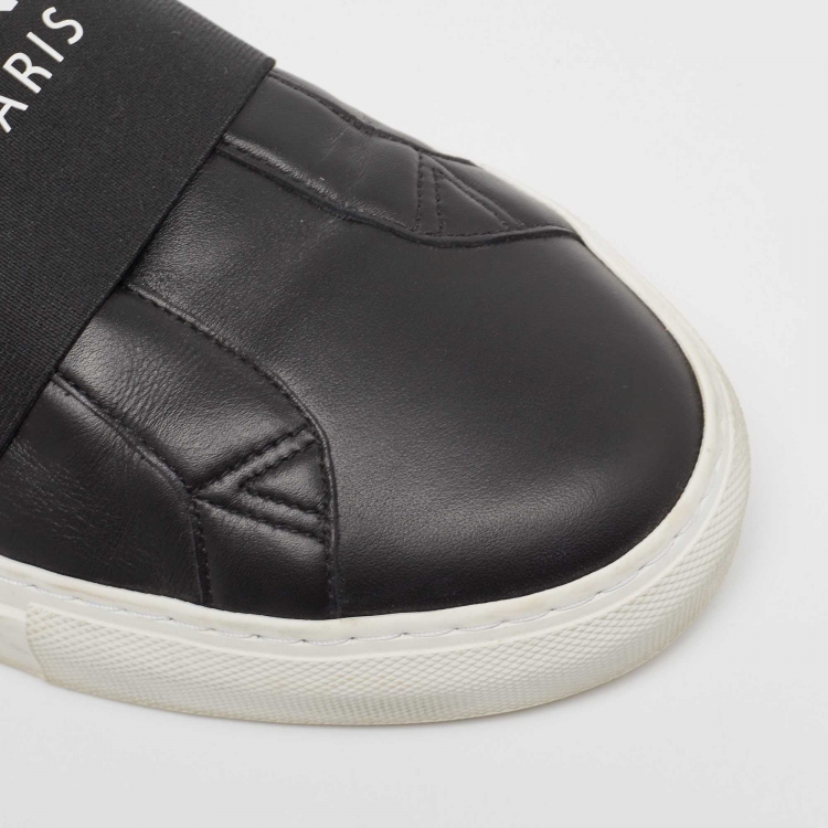 Pre Owned Givenchy Black Leather Stretch Band Urban Street Slip On Sneakers Size 44
