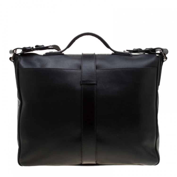 Pre Owned Givenchy Black Leather Briefcase 