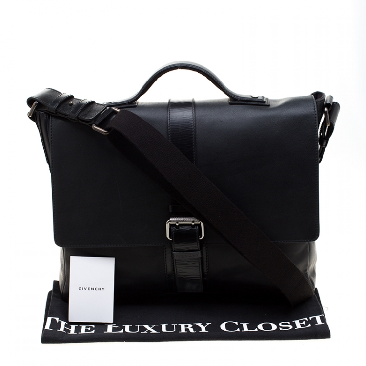 Pre Owned Givenchy Black Leather Briefcase 