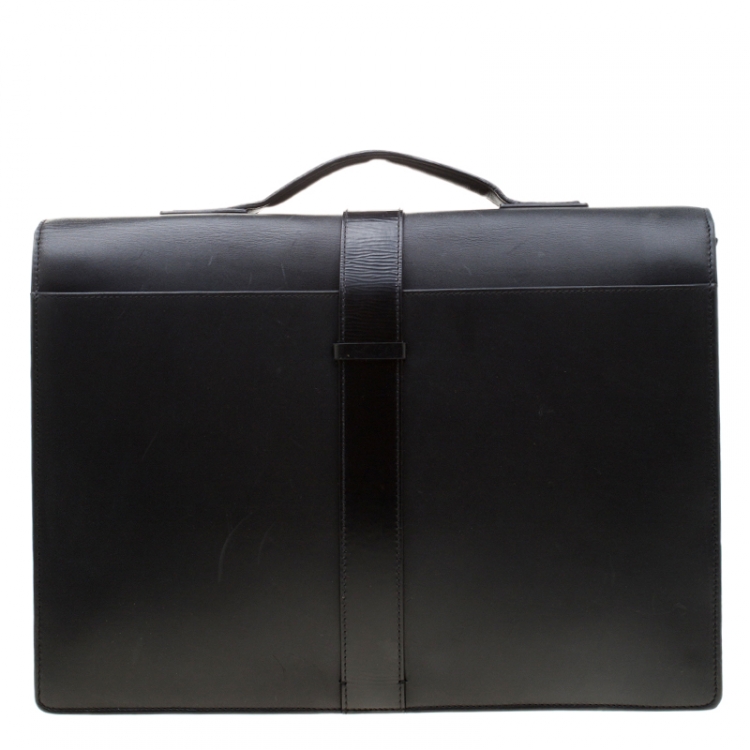Pre Owned Givenchy Black Leather Briefcase 