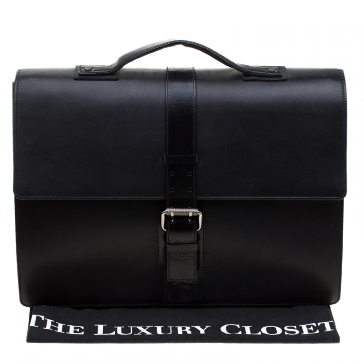 Pre Owned Givenchy Black Leather Briefcase 