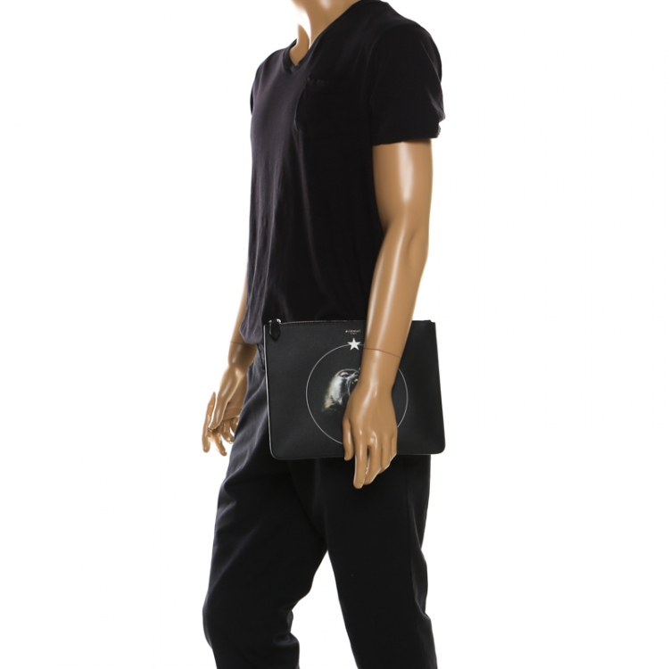 Pre Owned Givenchy Black Monkey Brothers Leather Pouch