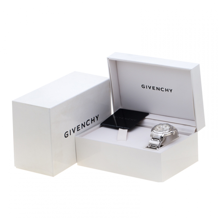 Pre Owned Givenchy White Stainless Steel GV.5254J Men's Wristwatch 48 mm