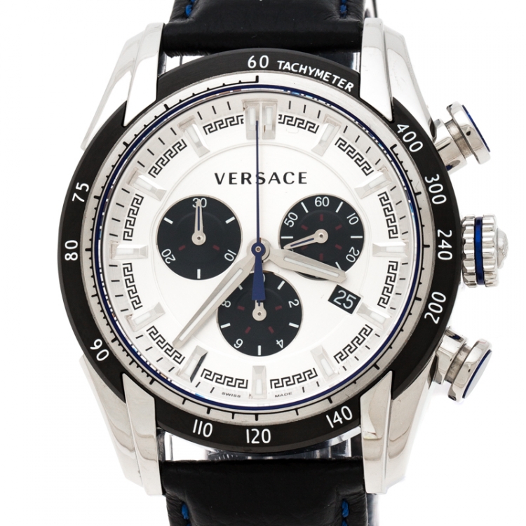 Pre Owned Versace Silver Stainless Steel V-Ray VDB Men's Wristwatch 44 mm