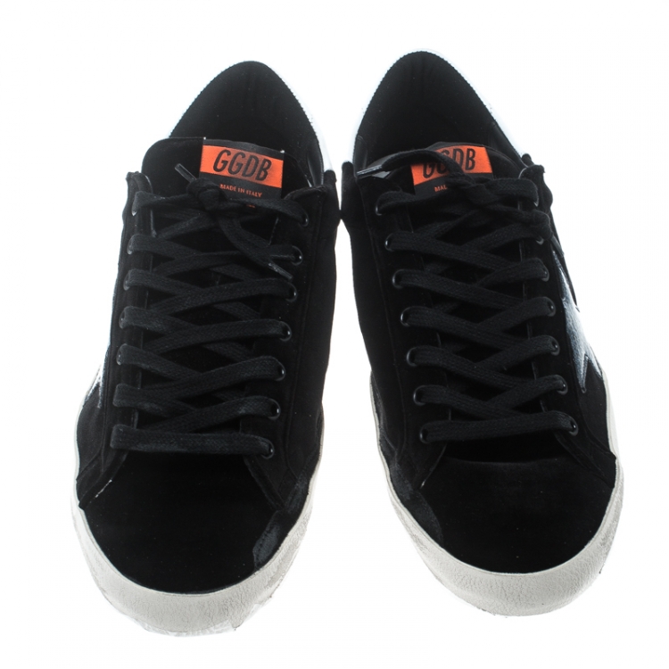 Pre Owned Golden Goose Black Velvet Superstar Sneakers Size 42