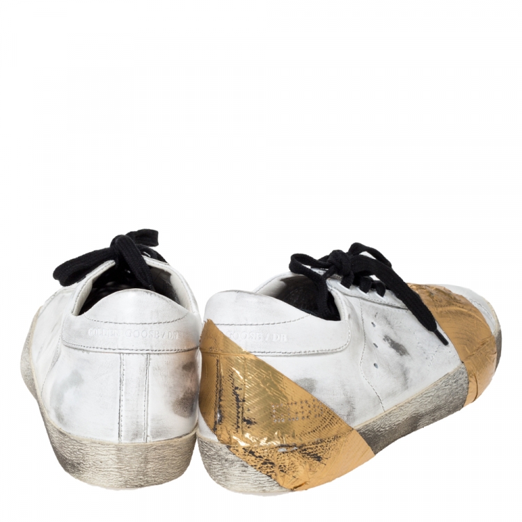 Pre Owned Golden Goose White Leather Skate Superstar Low Top Sneakers Size 45