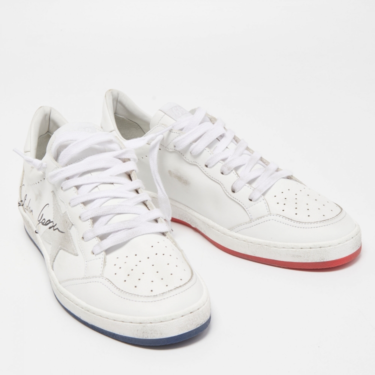 Pre Owned Golden Goose White Leather Ballstar Sneakers Size 41
