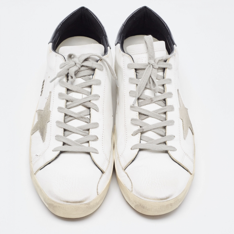 Pre Owned Golden Goose White Leather Superstar Low Top Sneakers Size 47