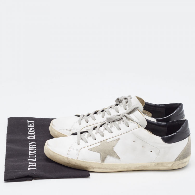 Pre Owned Golden Goose White Leather Superstar Low Top Sneakers Size 47