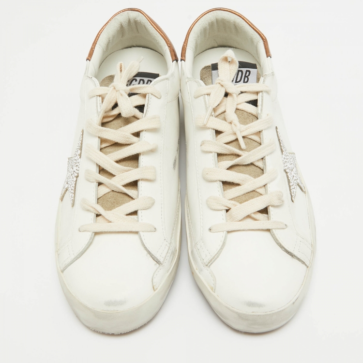 Pre Owned Golden Goose White Leather Superstar Sneakers Size 42