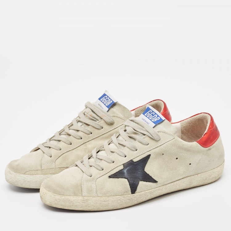 Pre Owned Golden Goose Grey Suede and Leather Superstar Sneakers Size 42