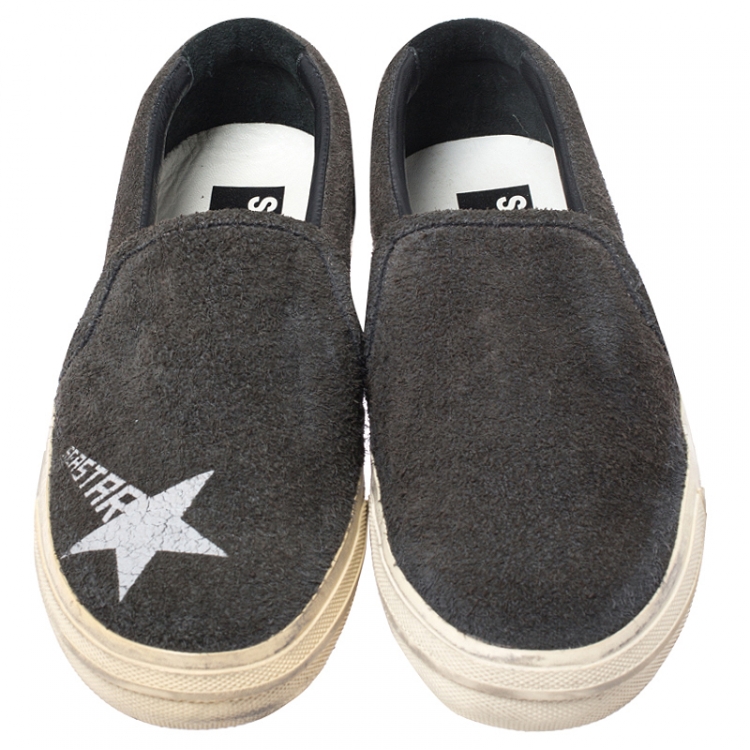 Pre Owned Golden Goose Dark Grey Suede Sea Star Slip On Sneakers Size 43