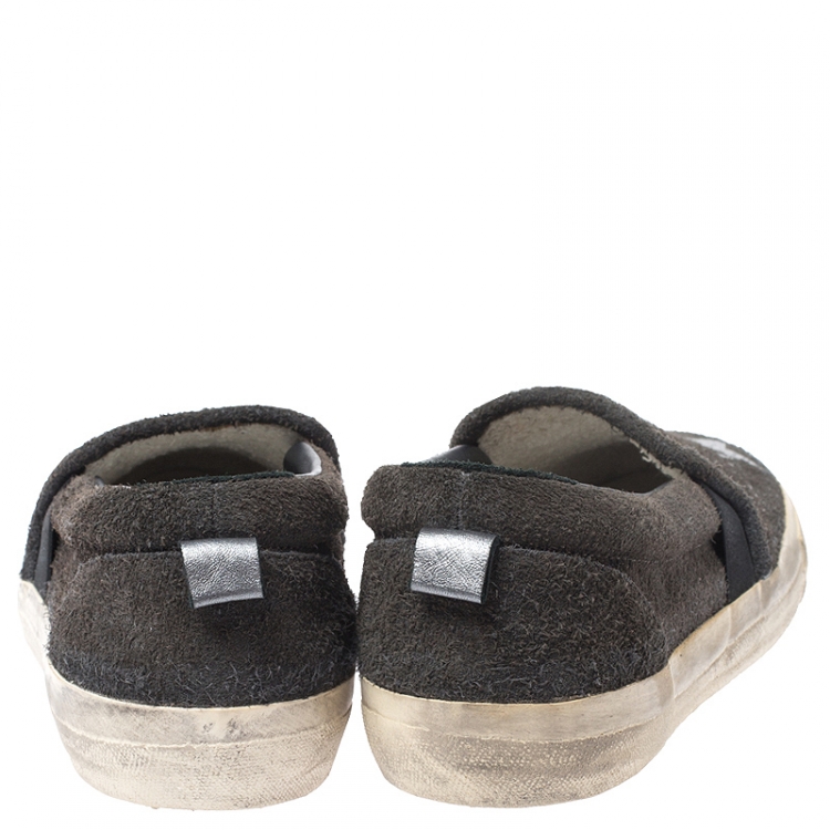 Pre Owned Golden Goose Dark Grey Suede Sea Star Slip On Sneakers Size 43
