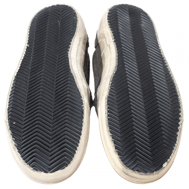 Pre Owned Golden Goose Dark Grey Suede Sea Star Slip On Sneakers Size 43