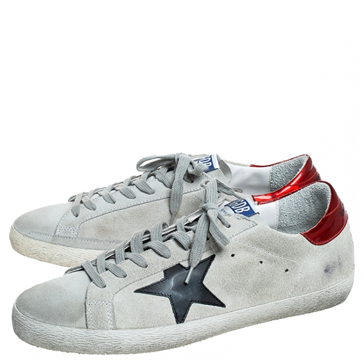 Pre Owned Golden Goose Grey Suede Superstar Lace Up Sneakers Size 41