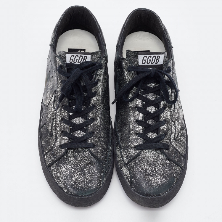 Pre Owned Golden Goose Black Leather Superstar Classic Sneakers Size 45