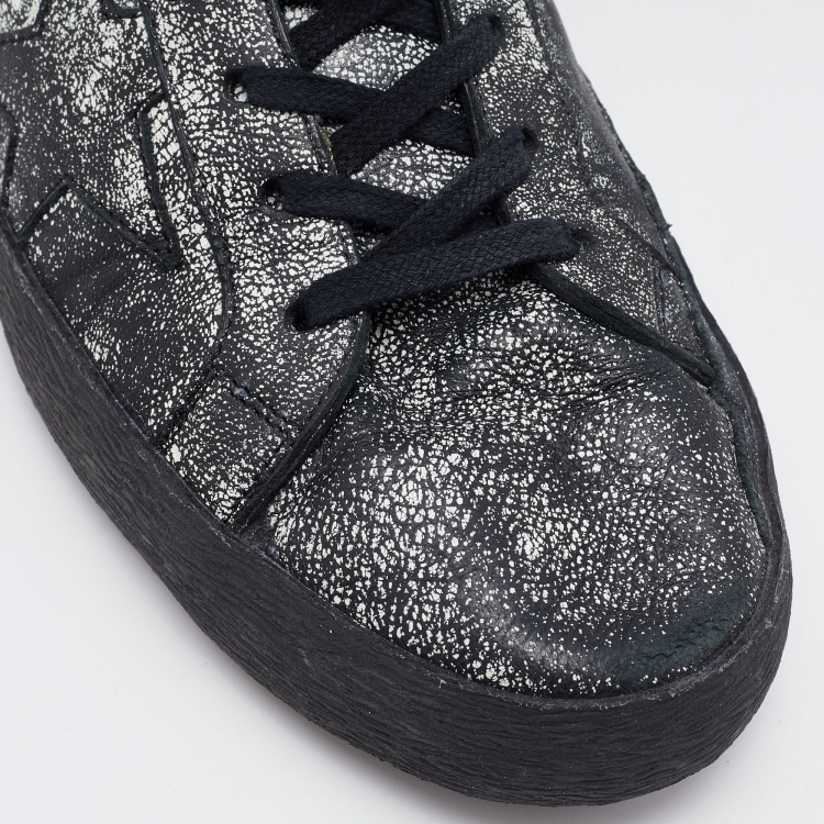 Pre Owned Golden Goose Black Leather Superstar Classic Sneakers Size 45