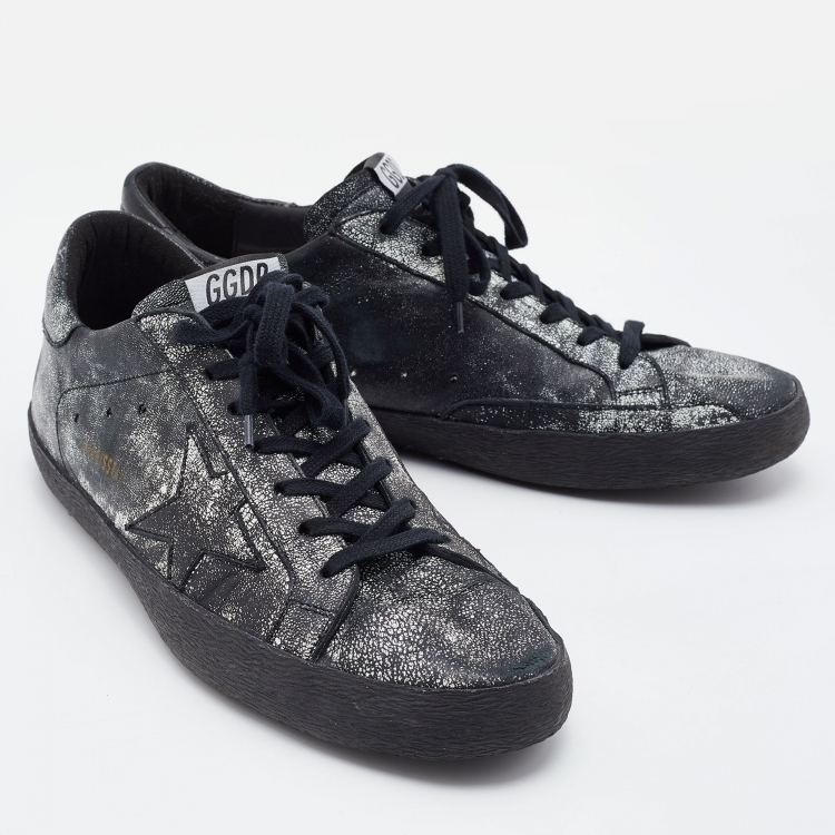 Pre Owned Golden Goose Black Leather Superstar Classic Sneakers Size 45