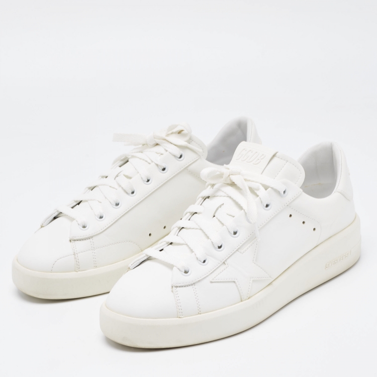 Golden Goose White Leather Super Star Low Top Sneakers Size