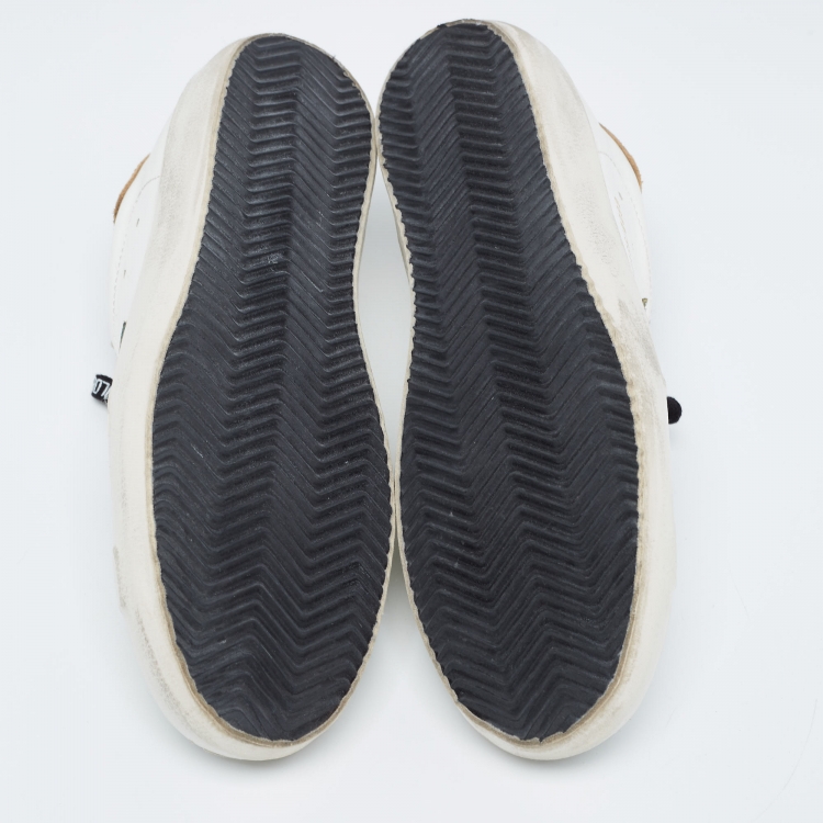 Pre Owned Golden Goose White/Grey Leather and Suede Superstar Sneakers Size 42