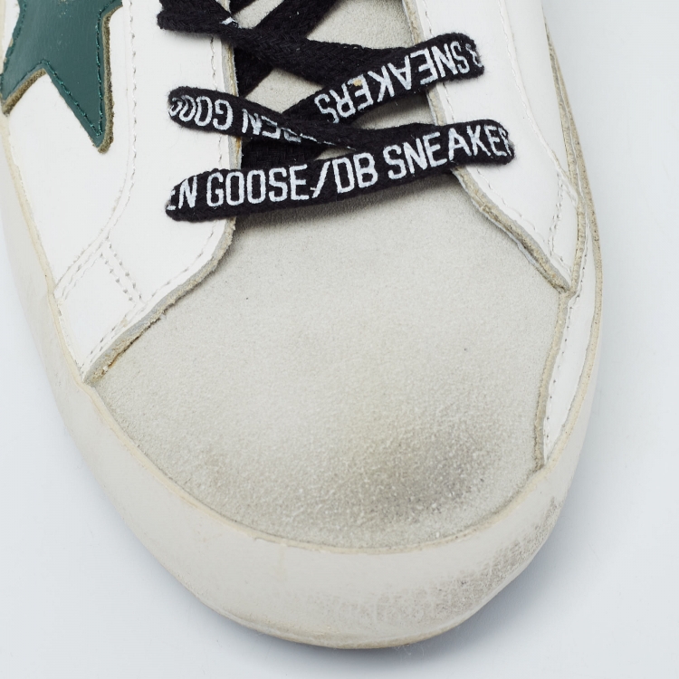 Pre Owned Golden Goose White/Grey Leather and Suede Superstar Sneakers Size 42