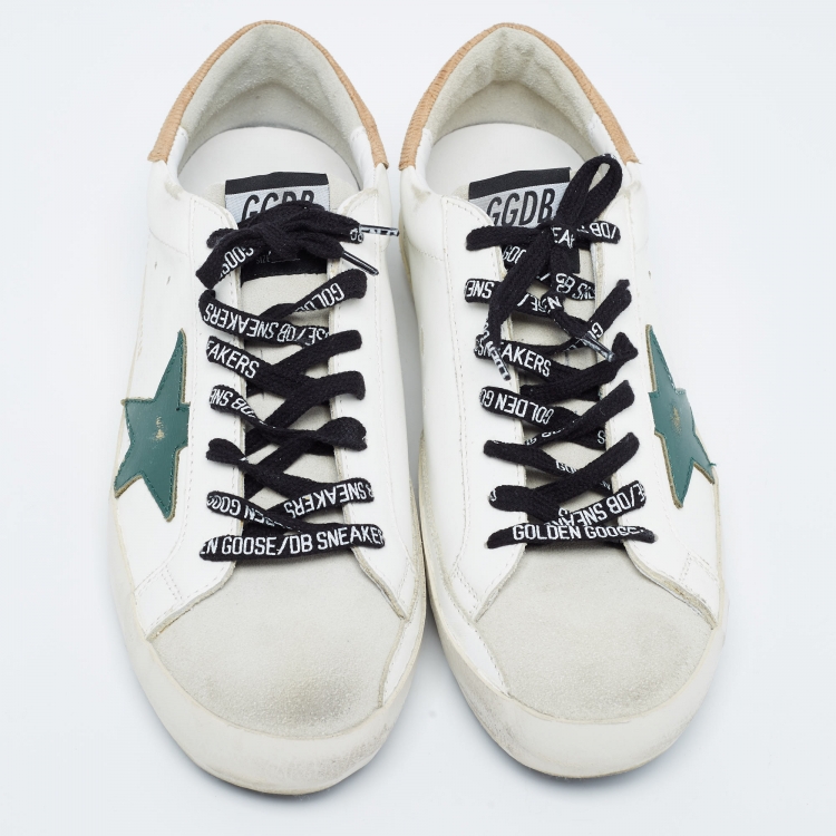 Pre Owned Golden Goose White/Grey Leather and Suede Superstar Sneakers Size 42