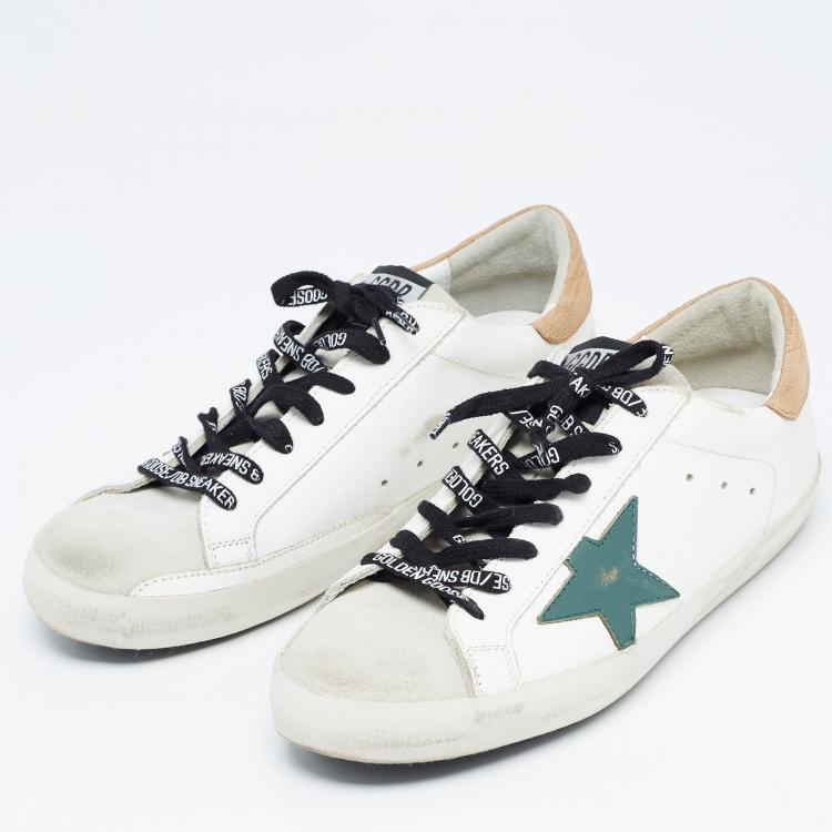 Pre Owned Golden Goose White/Grey Leather and Suede Superstar Sneakers Size 42